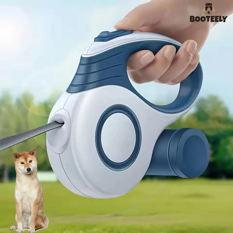 Booteely Automatic Retractable Dog Leash | Heavy-Duty Extension Walking Lead with Flashlight Compartment | Ergonomic Non-Slip Traction Rope for Medium to Large Dogs
