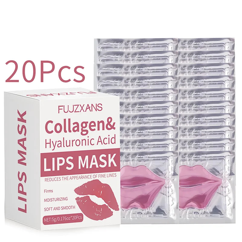 Packaging of Fujzxans Collagen & Hyaluronic Acid Lips Mask with 20 pieces.
