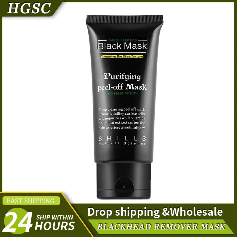 Black mask tube with SHILLS branding on a white background