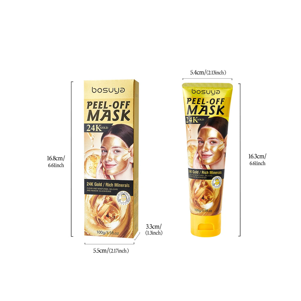Bosuva Peel-Off Mask packaging with dimensions on a white background