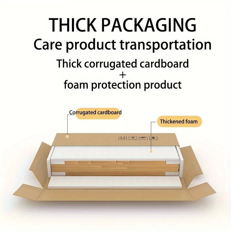 Open cardboard box with thick packaging layers labeled, featuring text about care product transportation.