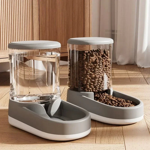 Automatic Pet Feeder and Water Dispenser Set | Gravity Food Storage Station & Drinking Bowl | Non-Electric Self-Dispensing Feeder for Cats and Dogs