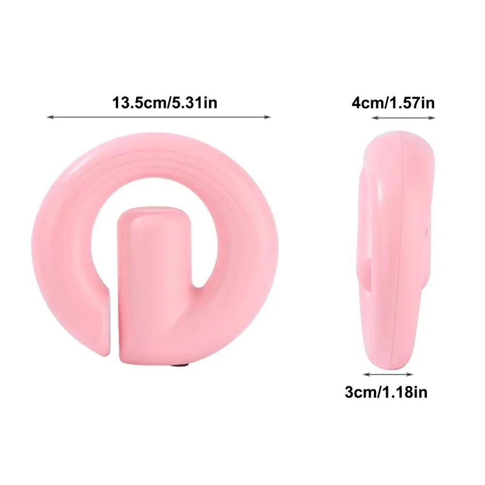 Pink U-shaped ring-shaped product shown from front and side views with dimension labels: 13.5cm/5.