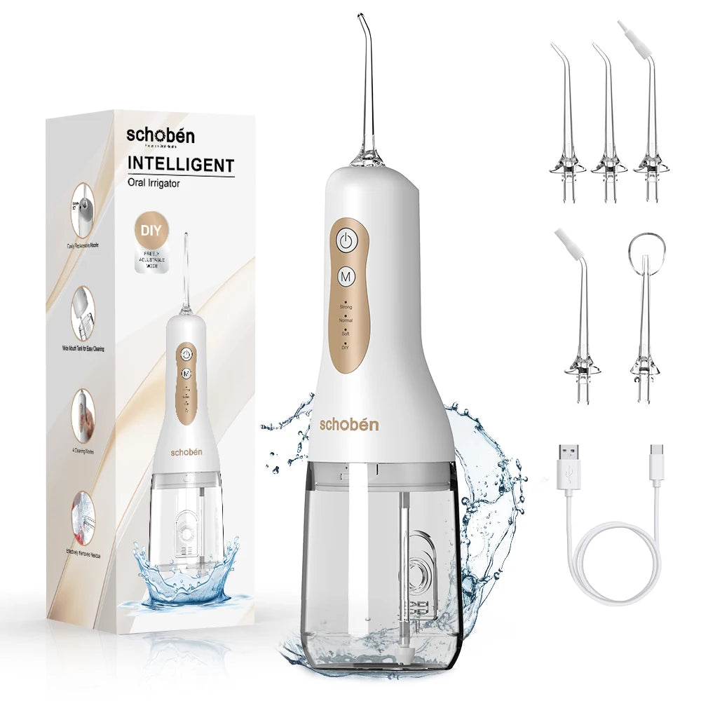 Upgraded Portable Water Flosser | 4 Modes | 5 Nozzles | Large Tank