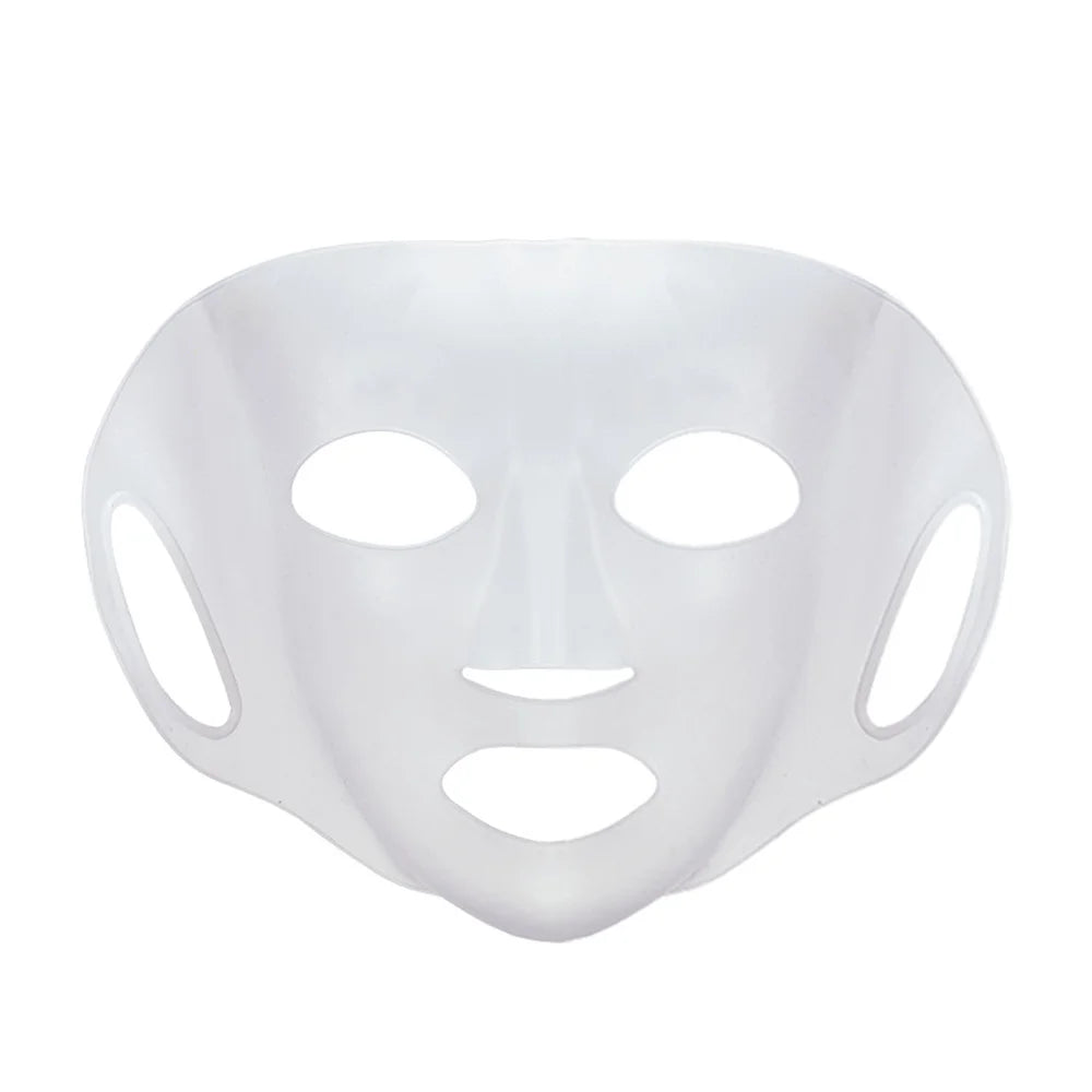 White face mask with cutouts on a white background