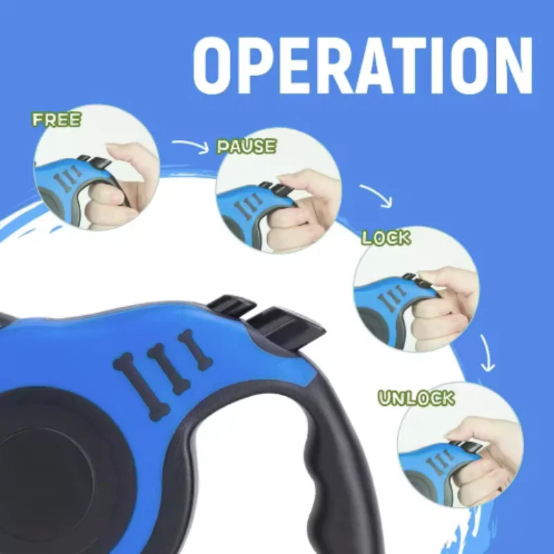Blue and black device with finger exercises and operation steps on a blue background
