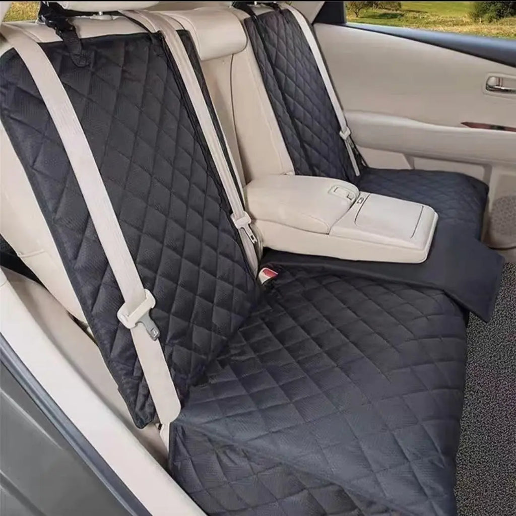 Dog Car Seat Cover | Waterproof Pet Travel Carrier Mattress Hammock | Heavy-Duty Back Seat Protector with Mesh Window for Cars, Trucks, and SUVs
