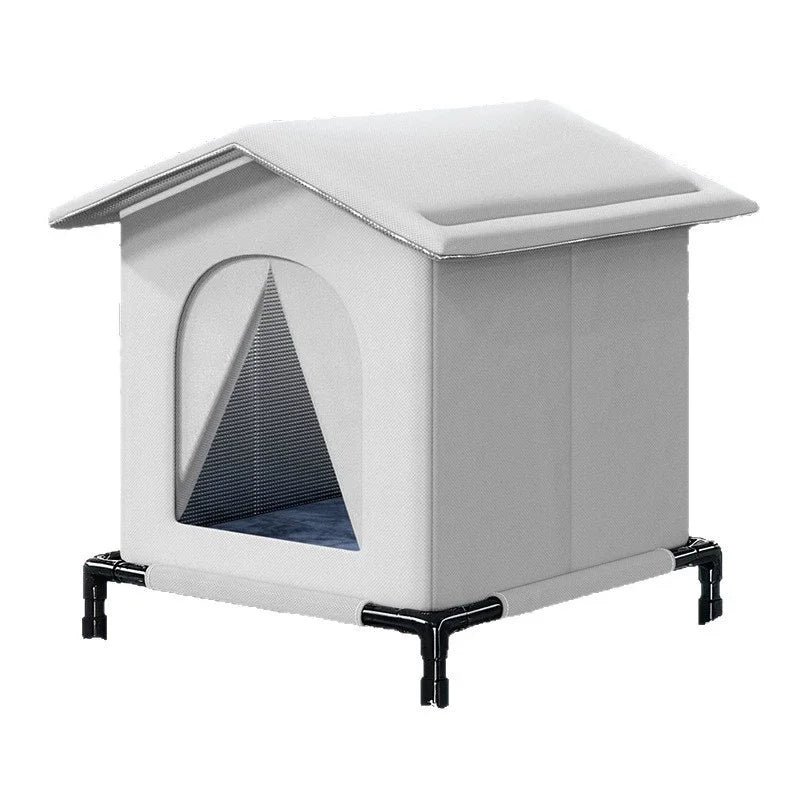 White pet house with a transparent door on a white background