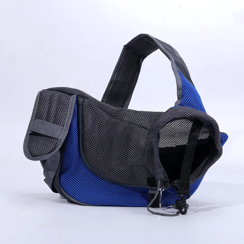 Hands-Free Dog Sling Carrier | Breathable Mesh Travel Puppy Shoulder Bag with Adjustable Neck Safety Strap | Comfortable Hands-Free Tote for Small Dogs & Cats