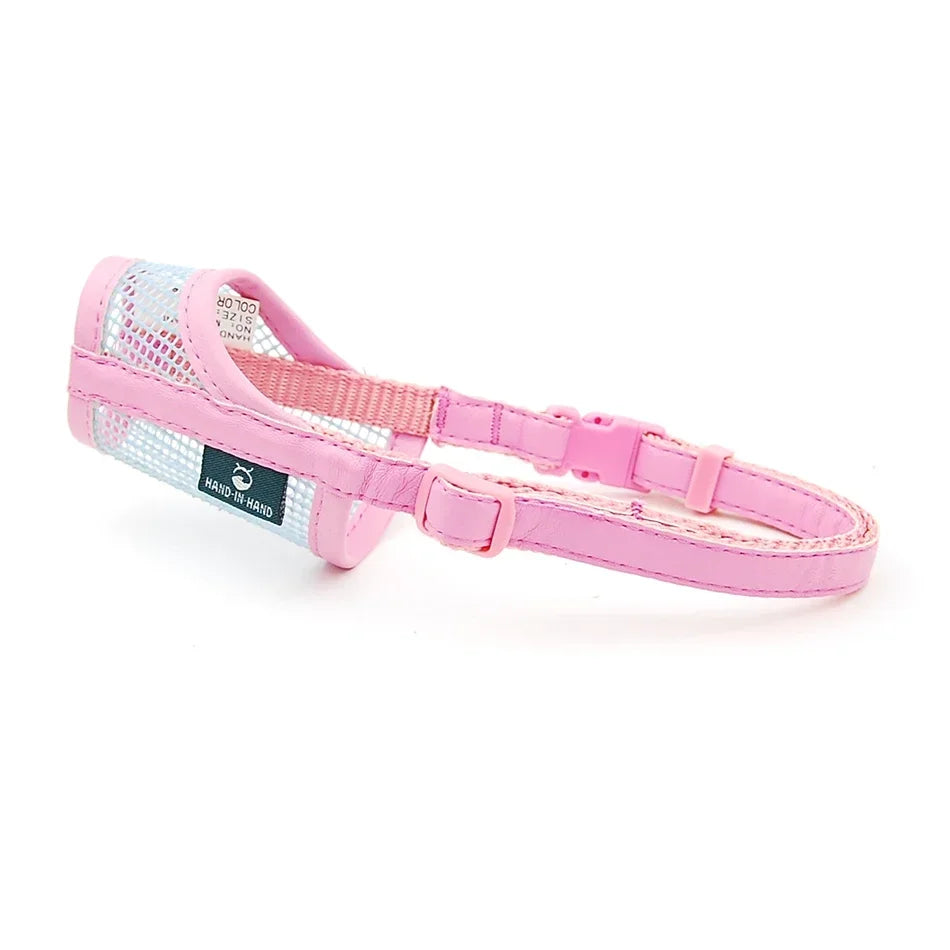 Pink dog harness on a white background