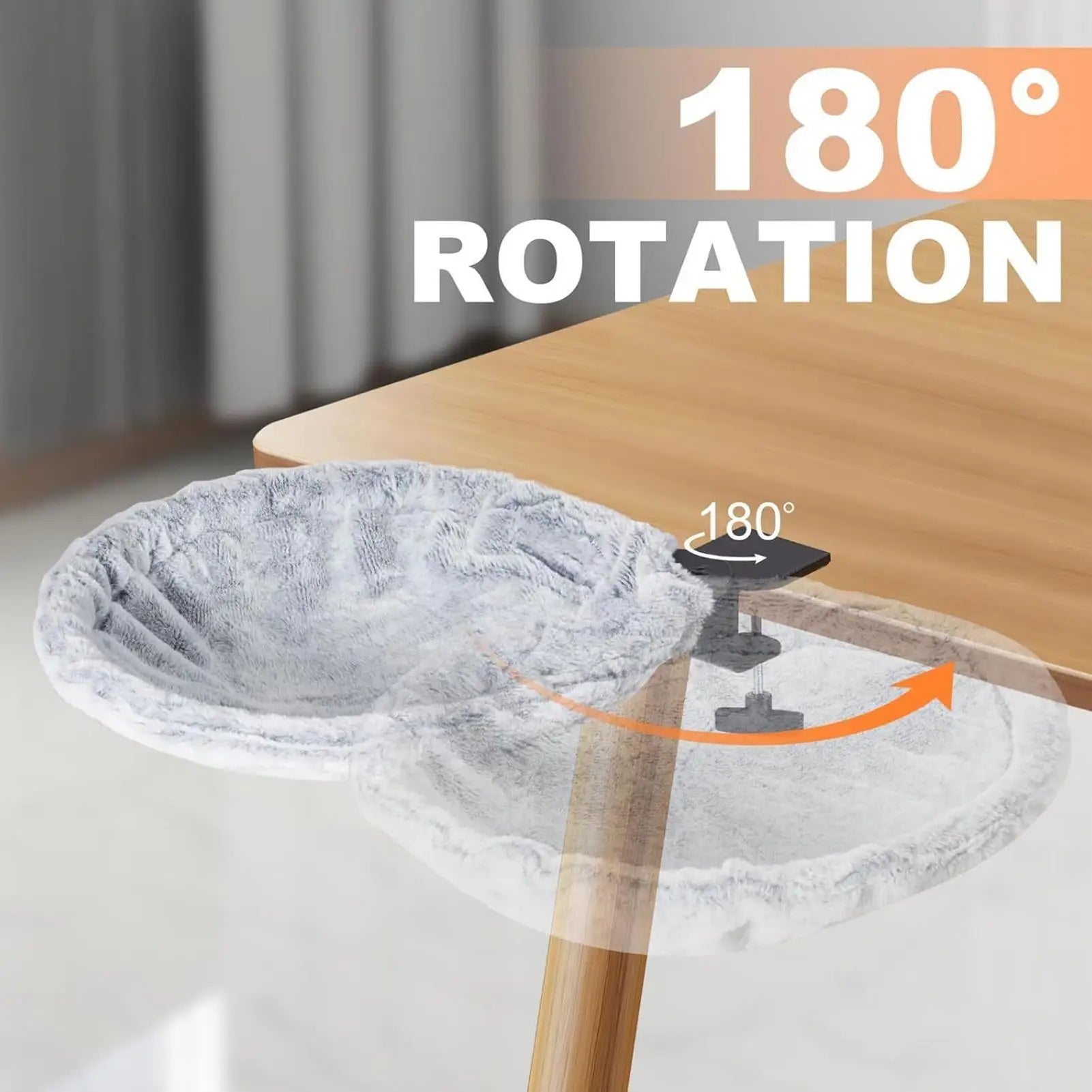 Mop head with 180-degree rotation feature on a wooden floor.