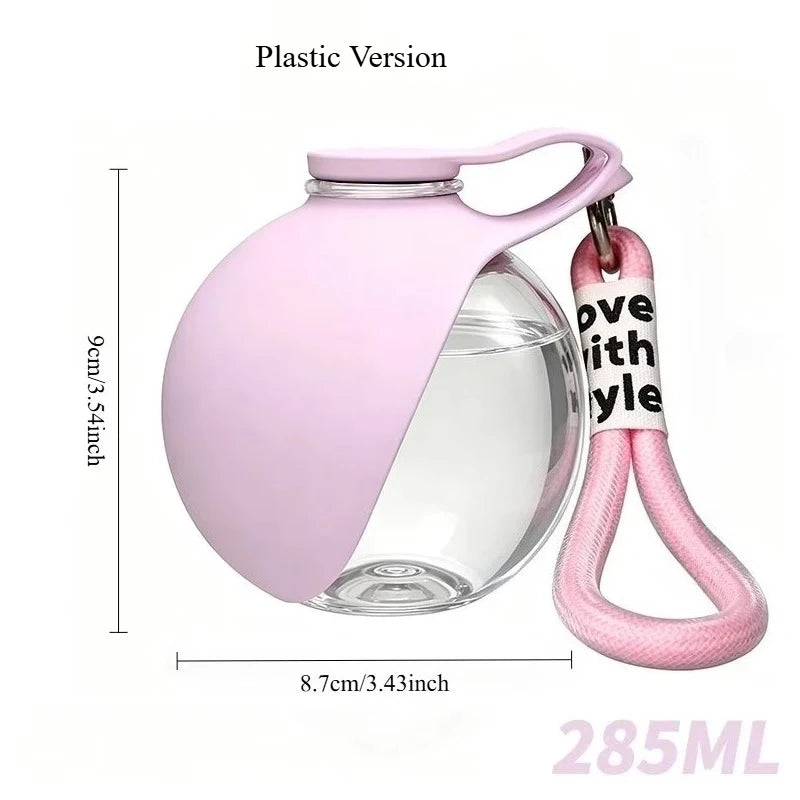 Pink and clear container with a measurement label on a white background