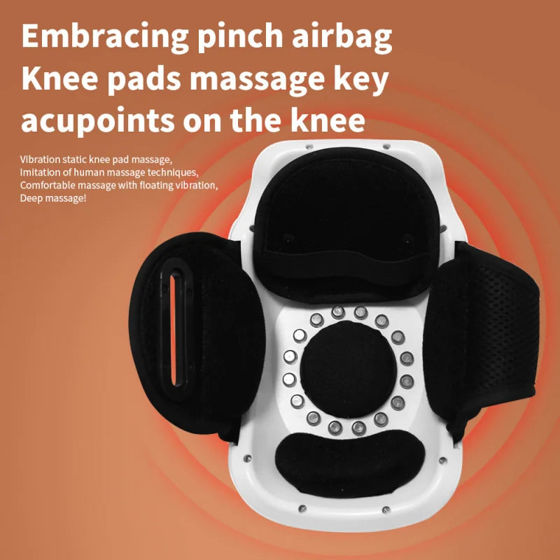Knee pad with massage key and acupoint technology on an orange background