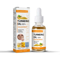 Turmeric oil bottle and packaging with West&Month branding on a white background