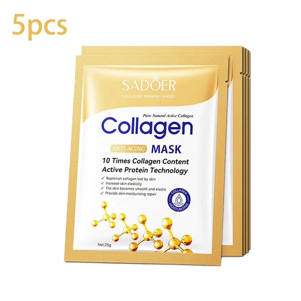 Packaging of SADOER Collagen Mask with gold border and white background
