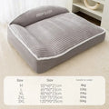 Gray foam mattress topper with 'DEEP SLEEP' label on a white surface, accompanied by size and weight information.