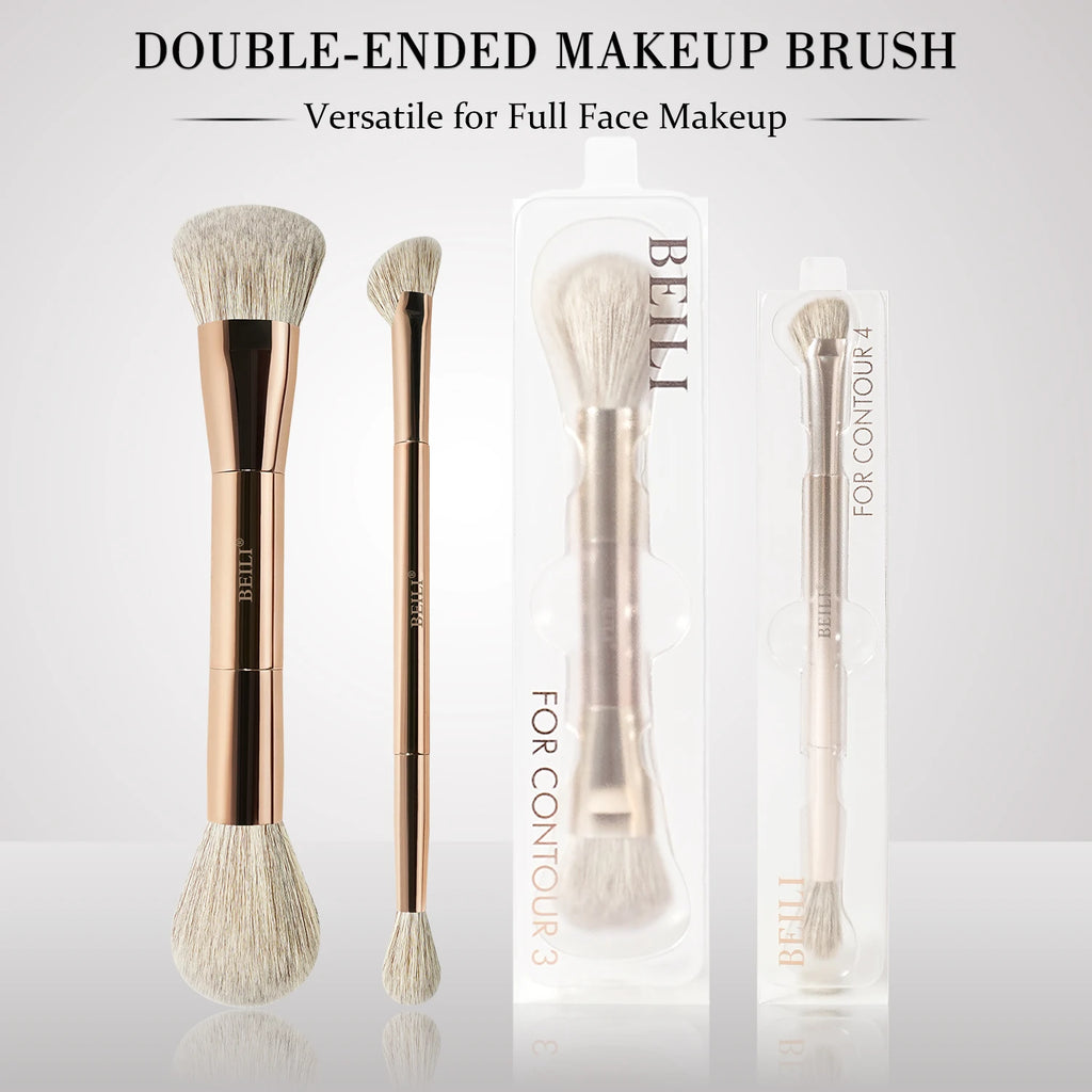 Set of double-ended makeup brushes with BEILI branding on a white background