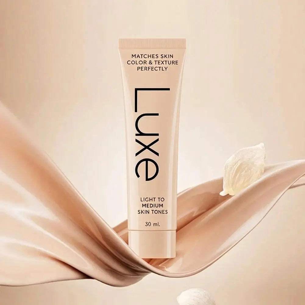 Luxe skincare product tube on a soft beige background