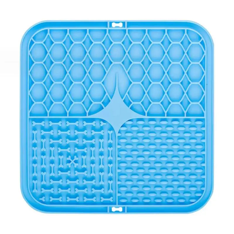 Blue silicone mat with textured design on a white background