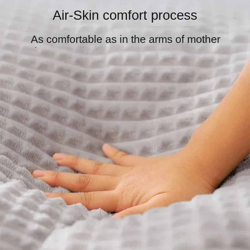 Hand resting on a textured gray surface with text about comfort
