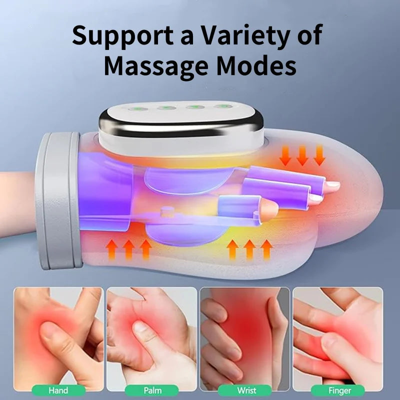 Massage device with various massage modes indicated on a gray background
