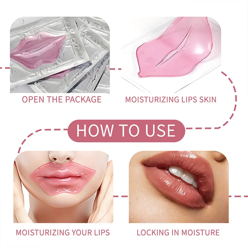 Step-by-step guide on how to use a moisturizing lip product with close-up images and text.