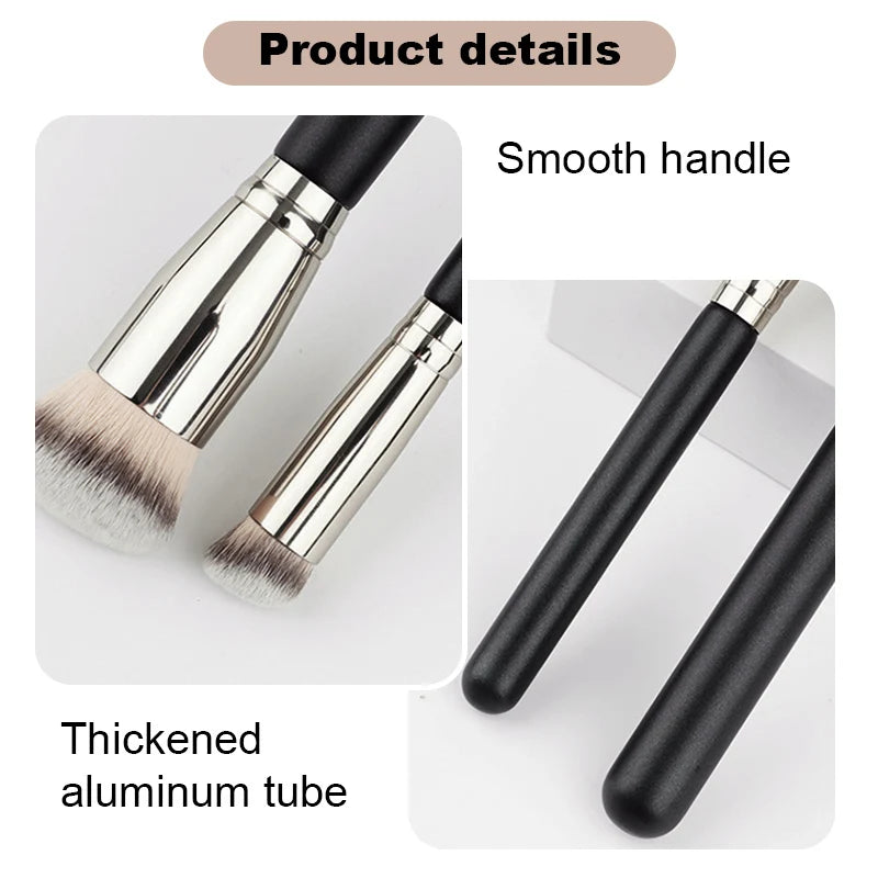 Makeup brushes with a focus on smooth handle and thickened aluminum tube.