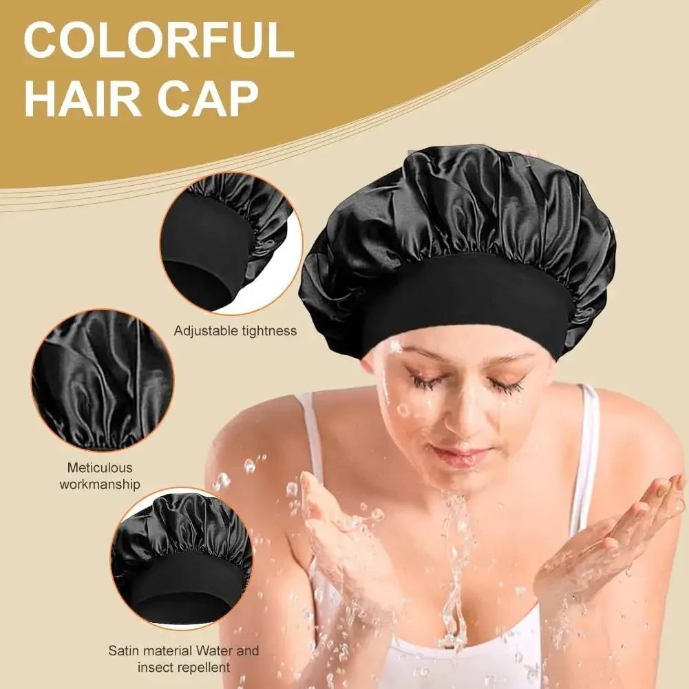 Satin Sleep Bonnet | Wide-Brim Hair Care Night Cap | Unisex