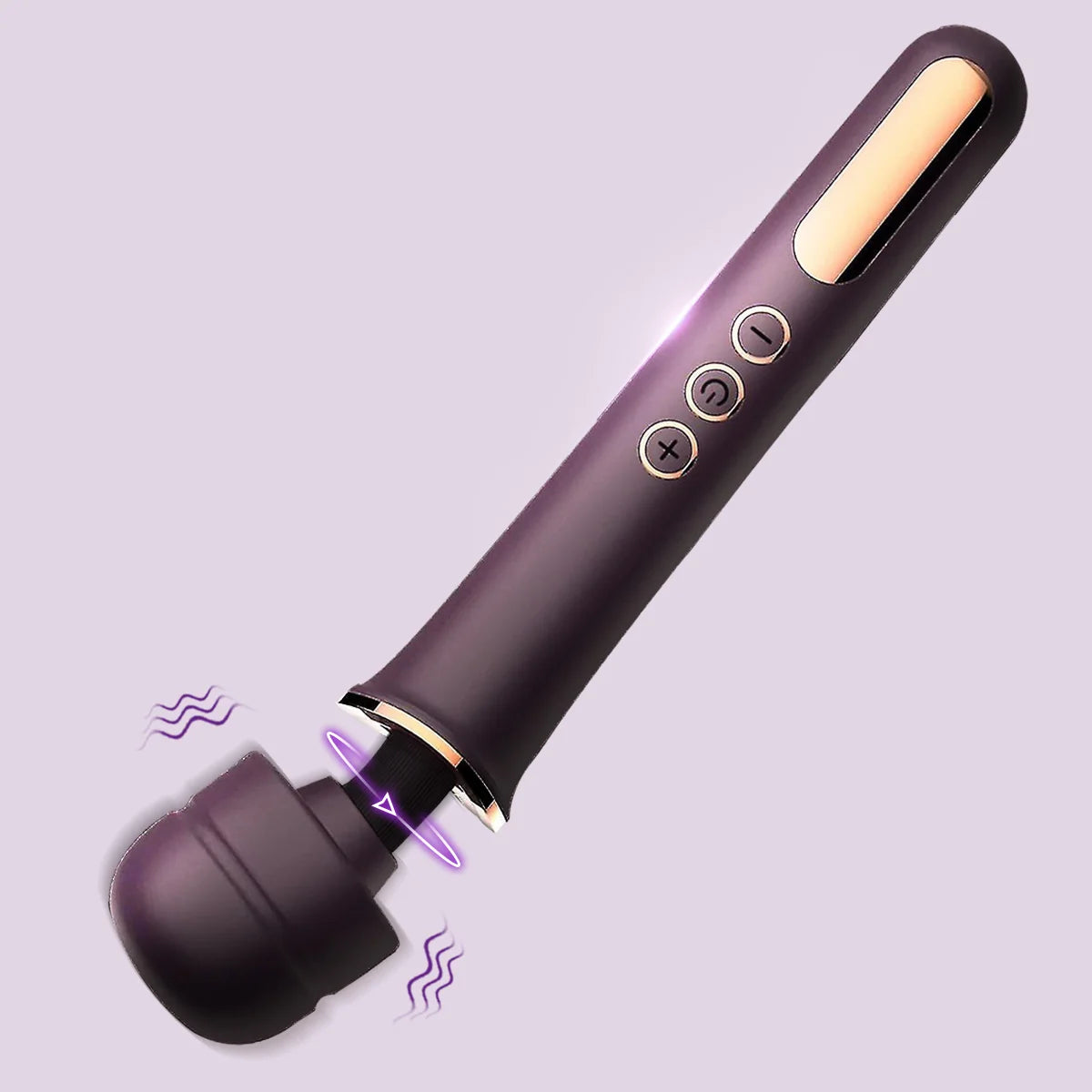 Purple handheld electronic device with control buttons on a light purple background