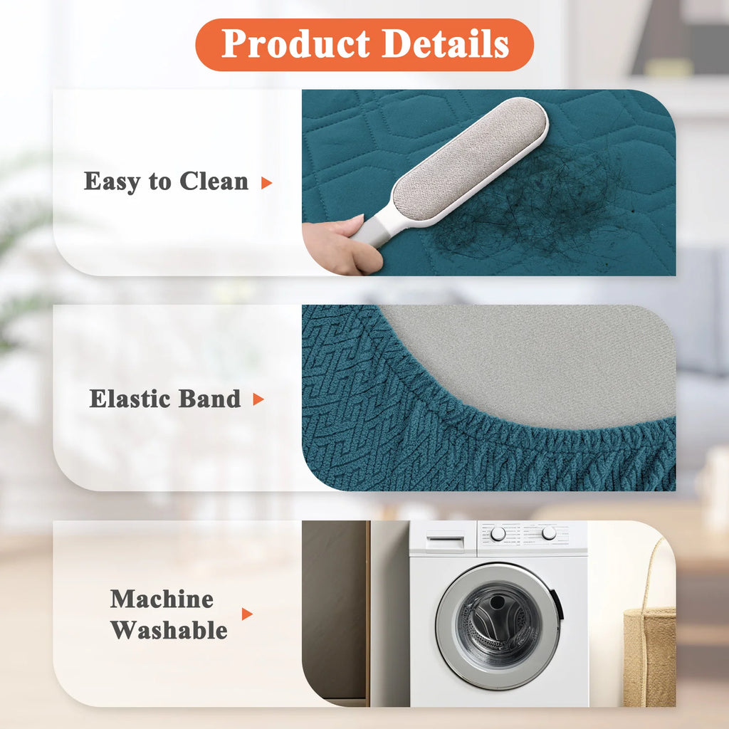 Product details of a cleaning tool with images and text on a blurred background