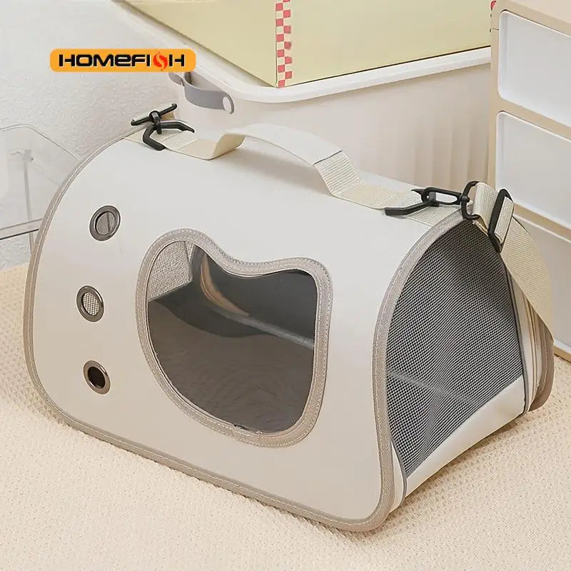 Portable Pet Carrier Bag | Outdoor Foldable Shoulder Tote for Small Dogs and Cats | Breathable Travel Kennel with Comfort Strap and Transparent Ventilation Windows
