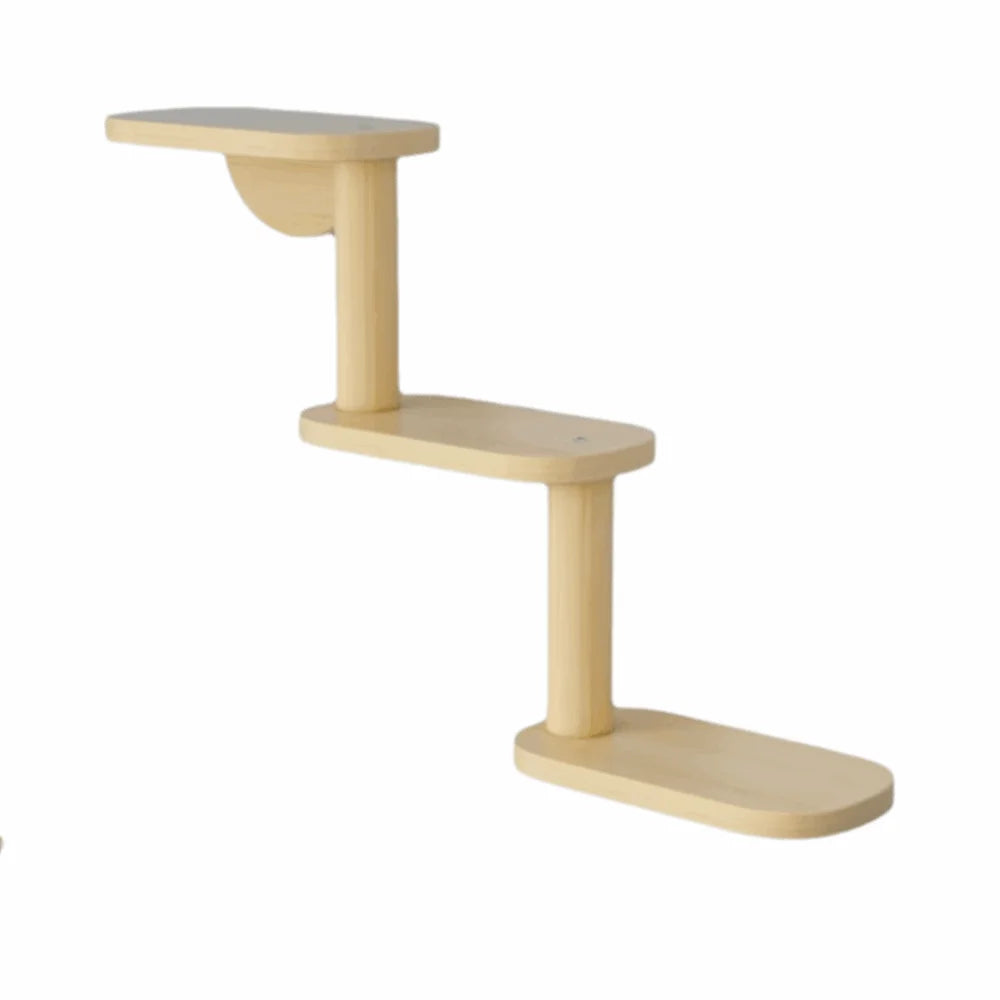 Wooden shelf with three tiers on a white background