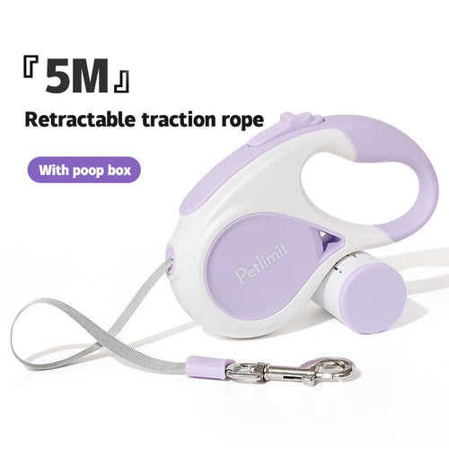 Retractable traction rope with poop box on a white background