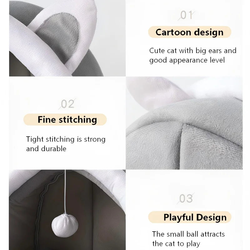 Product features with cartoon design, fine stitching, and playful design highlighted.