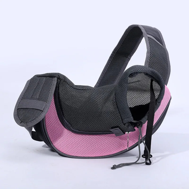 Hands-Free Dog Sling Carrier | Breathable Mesh Travel Puppy Shoulder Bag with Adjustable Neck Safety Strap | Comfortable Hands-Free Tote for Small Dogs & Cats