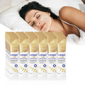 Woman lying down with a white pillow, surrounded by rows of Collagen sleep facial mask packages.