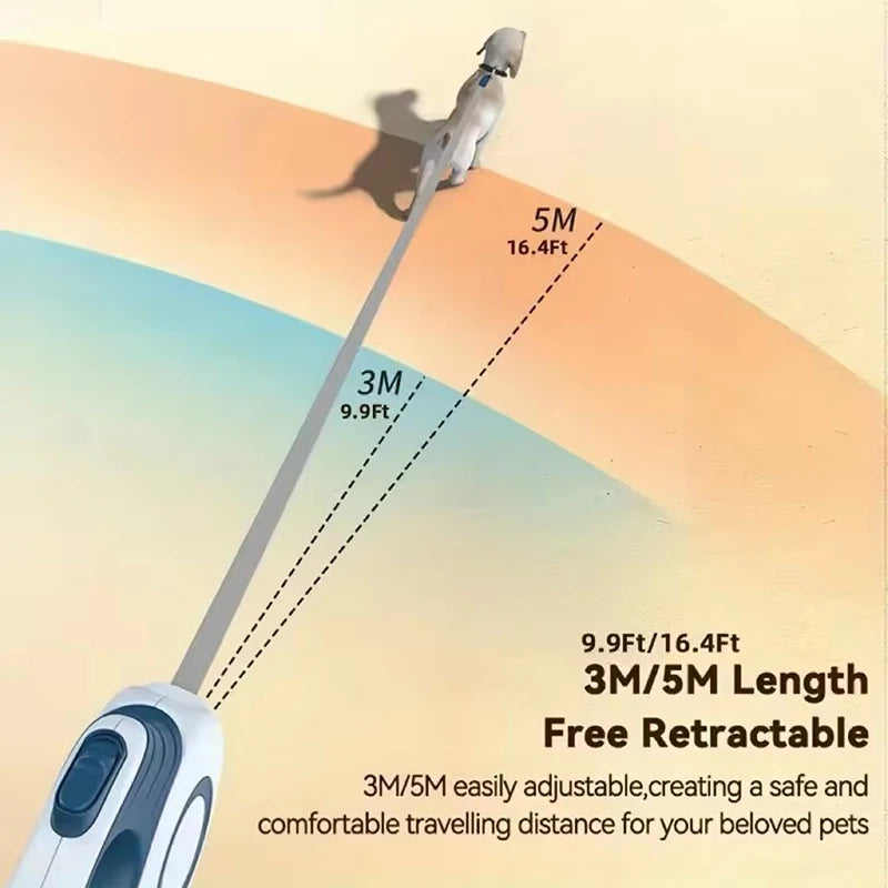 Dog leash with measurement details on a gradient background