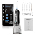 h2ofloss dental water flosser with packaging and attachments on a white background