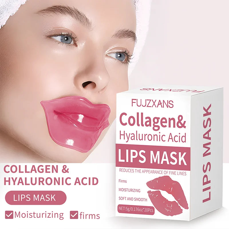 Lips mask packaging with a close-up of lips and product name on a white background