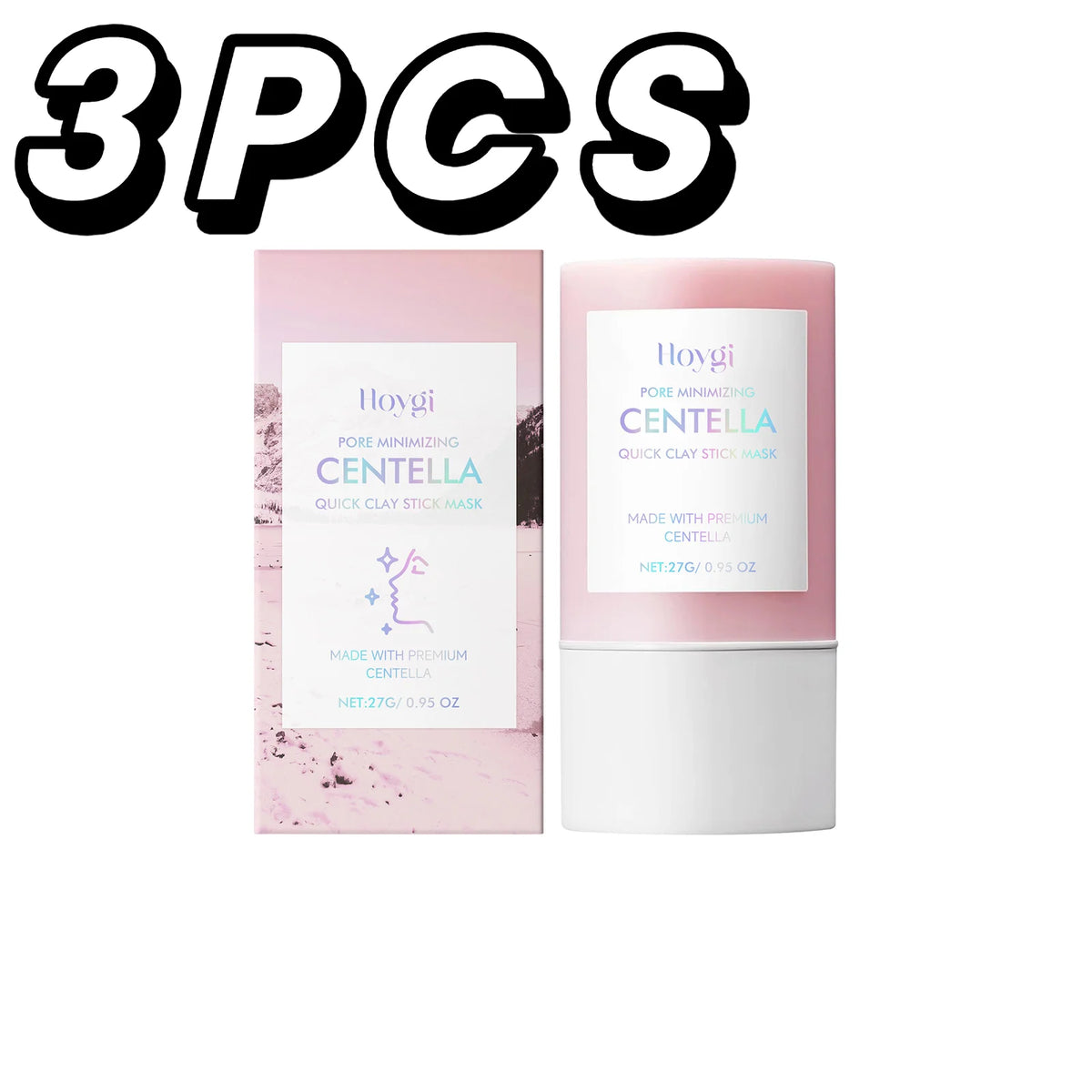 Two Hoygi Centella products with a pink and white design on a white background.