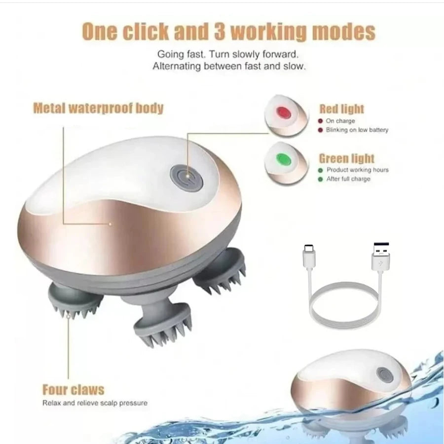 Hair massager with features highlighted on a white background