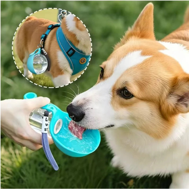 Portable Dog Water Bottle 285ml | Travel Pet Drinking Silicone Bowl with Lanyard | Leak-Proof Lightweight Outdoor Walking & Hiking Hydration Dispenser