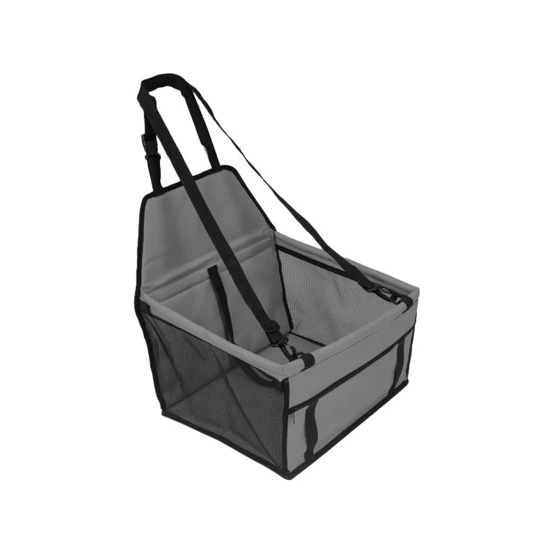 Portable Foldable Dog Car Safety Seat | Breathable Waterproof Pet Travel Booster Basket | Heavy-Duty Car Riding Box with Built-In Safety Strap for Dogs and Cats