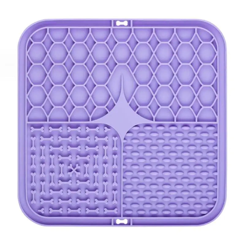 Purple silicone mat with textured design on a white background
