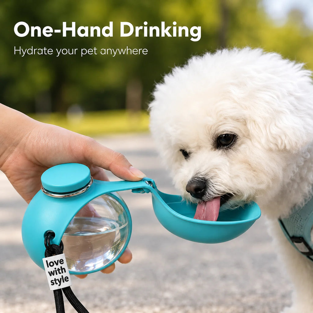 Portable Dog Water Bottle | Leaf-Shaped Silicone Travel Pet Water Dispenser with Wrist Strap | Leak-Proof Lightweight Outdoor Walking and Hiking Hydration Bowl