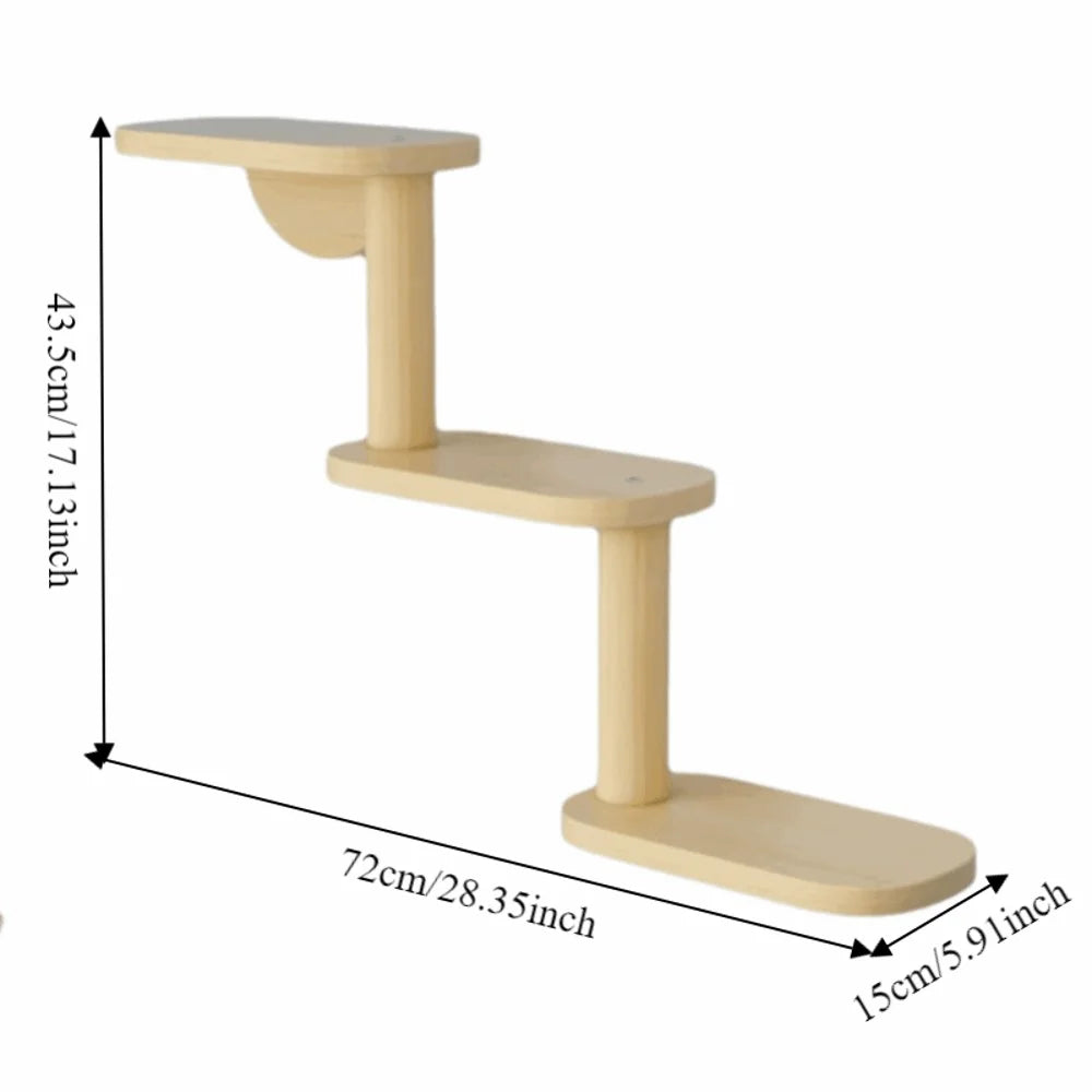 Wooden pet ramp with dimensions labeled on a white background