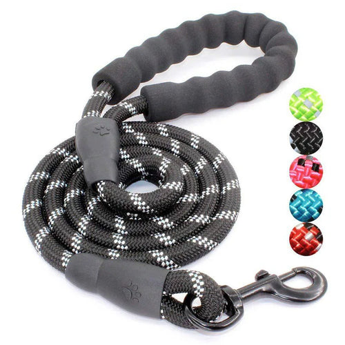 1.5m Heavy Duty Climbing Rope Dog Leash | Durable Nylon Braided Lead with Soft Padded Handle | Reflective Shock Absorbing Training Traffic Cord for Cats and Dogs