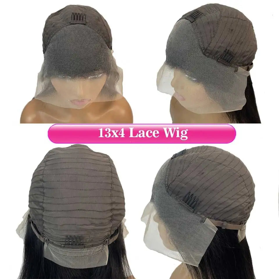 13x4 lace wig displayed from multiple angles on a white background