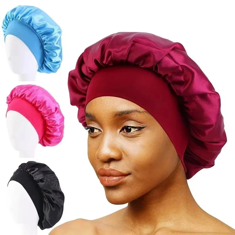 Satin Sleep Bonnet | Wide-Brim Hair Care Night Cap | Unisex