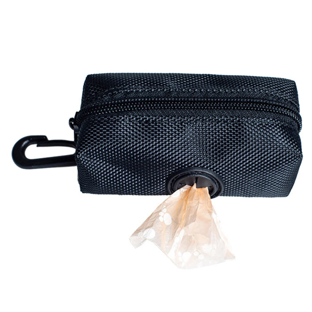 Dog Poop Bag Holder Dispenser | Durable Polyester Pet Waste Bag Pouch with Attachment Clip | Portable Zippered Outdoor Walking Trash Bag Storage Organizer